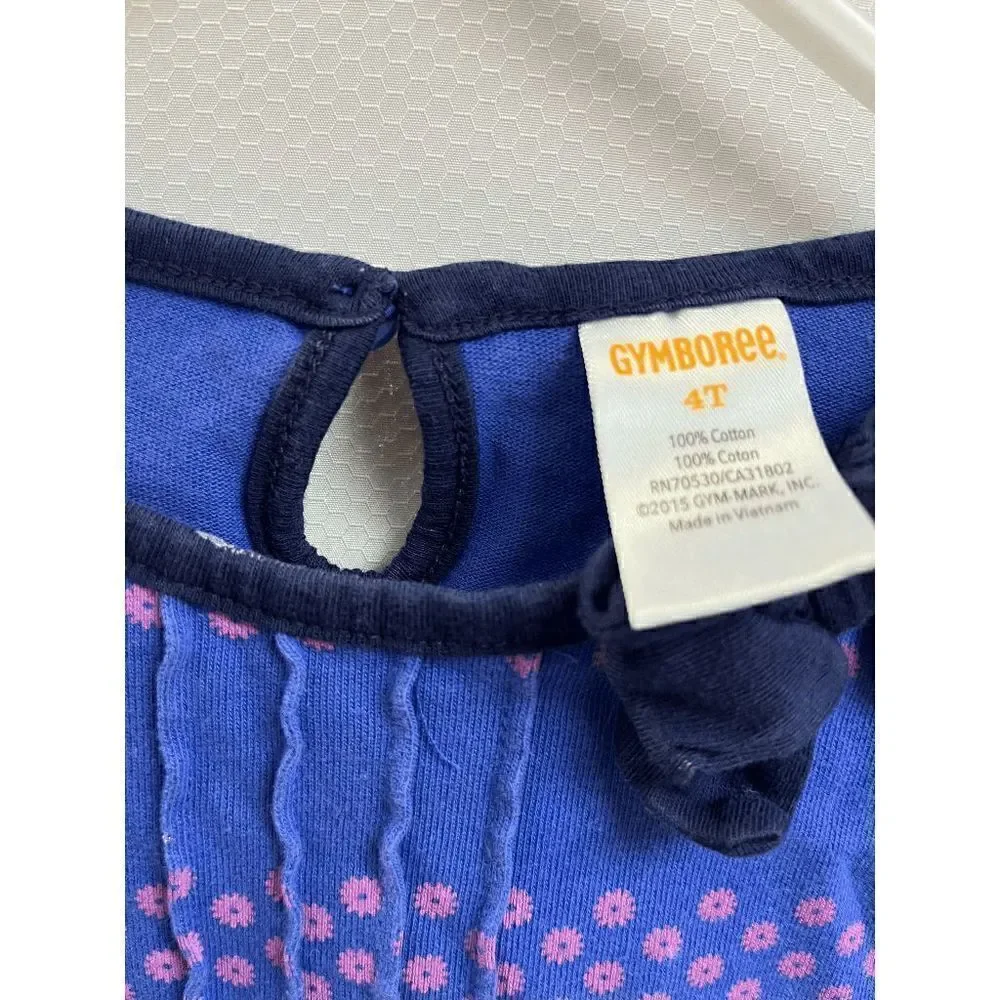 Gymboree Girls Long Sleeve A-line Dress Blue Floral Size 4T 100% Cotton